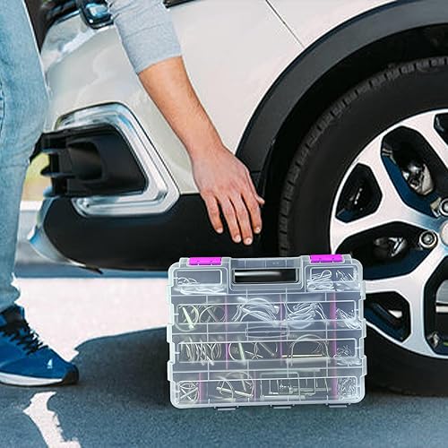 Miniatura 6 de Caja organizadora de herramientas, caja de almacenamiento de piezas pequeñas, 50 compartimentos, organizadores de hardware de doble cara con