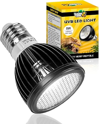 LUCKY HERP UVB Light for Reptiles, High-Intensity UVB Reptile Light Bulb 5W 10.0 LED Lamp, Full Spectrum UVA UVB Bulb for Reptiles, Desert UVB Light Ideal for Reptiles Bearded Dragons Tortoises