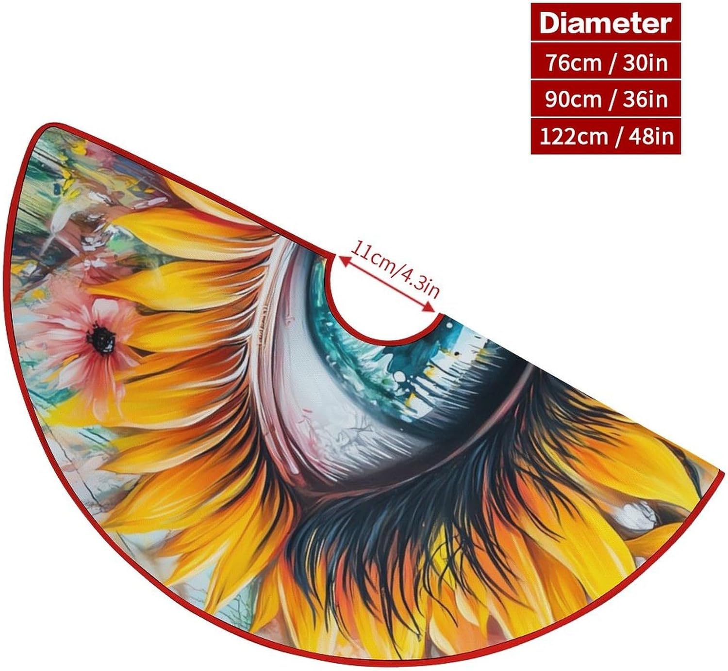 Beatiful Eye Flowers Christmas Tree Skirt Ornaments Christmas Tree Mat for Home Party Holiday Decorations