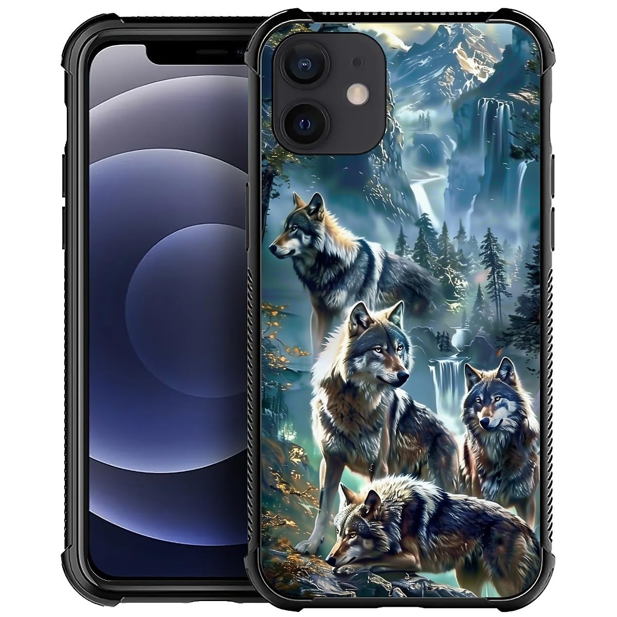 CARLOCA Compatible with iPhone 11 Case, Wolf Pack Forest Waterfall Mountain Fashion Pattern Design for Girl Shockproof Anti-Scratch Hard PC Back Case