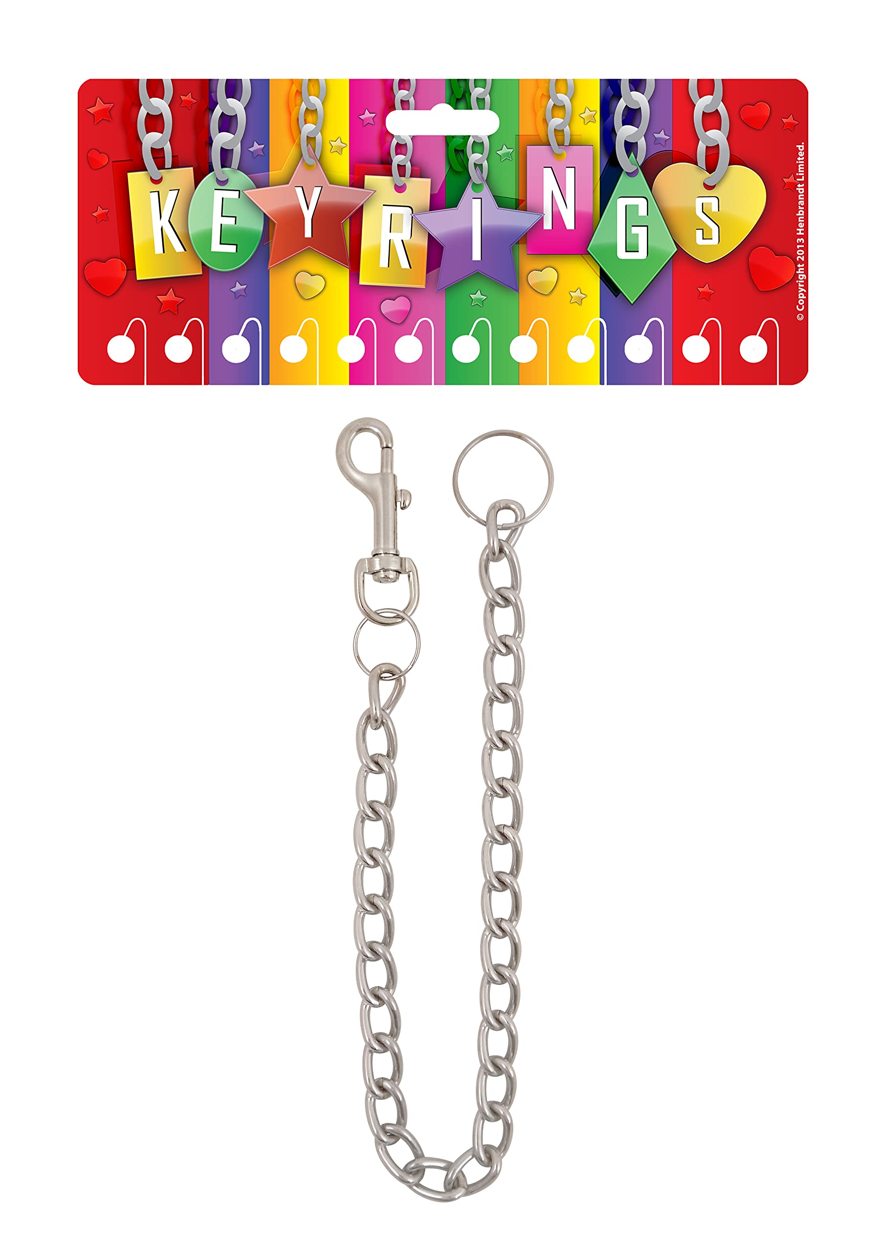 Henbrandt Men's Gray Single Chunky Link Metal Keychain 45Cm Key Fob With Split Ring And Snap Clip Anti Loss Anti Theft Heavy Duty Chain Belt Wallet Purse Keys Keyrings For And Wo
