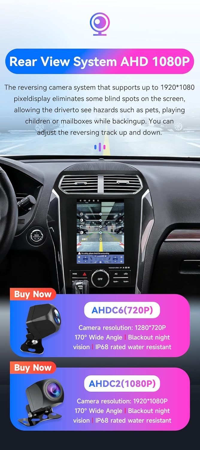 Android 14 Car Stereo for Ford Explorer (2011-2019), 8Core 4G+64G GPS Navigation with 9.7 inch QLED Touchscreen via Carplay Android Auto EQ SWC Bluetooth5.4 USB TPMS OBD2