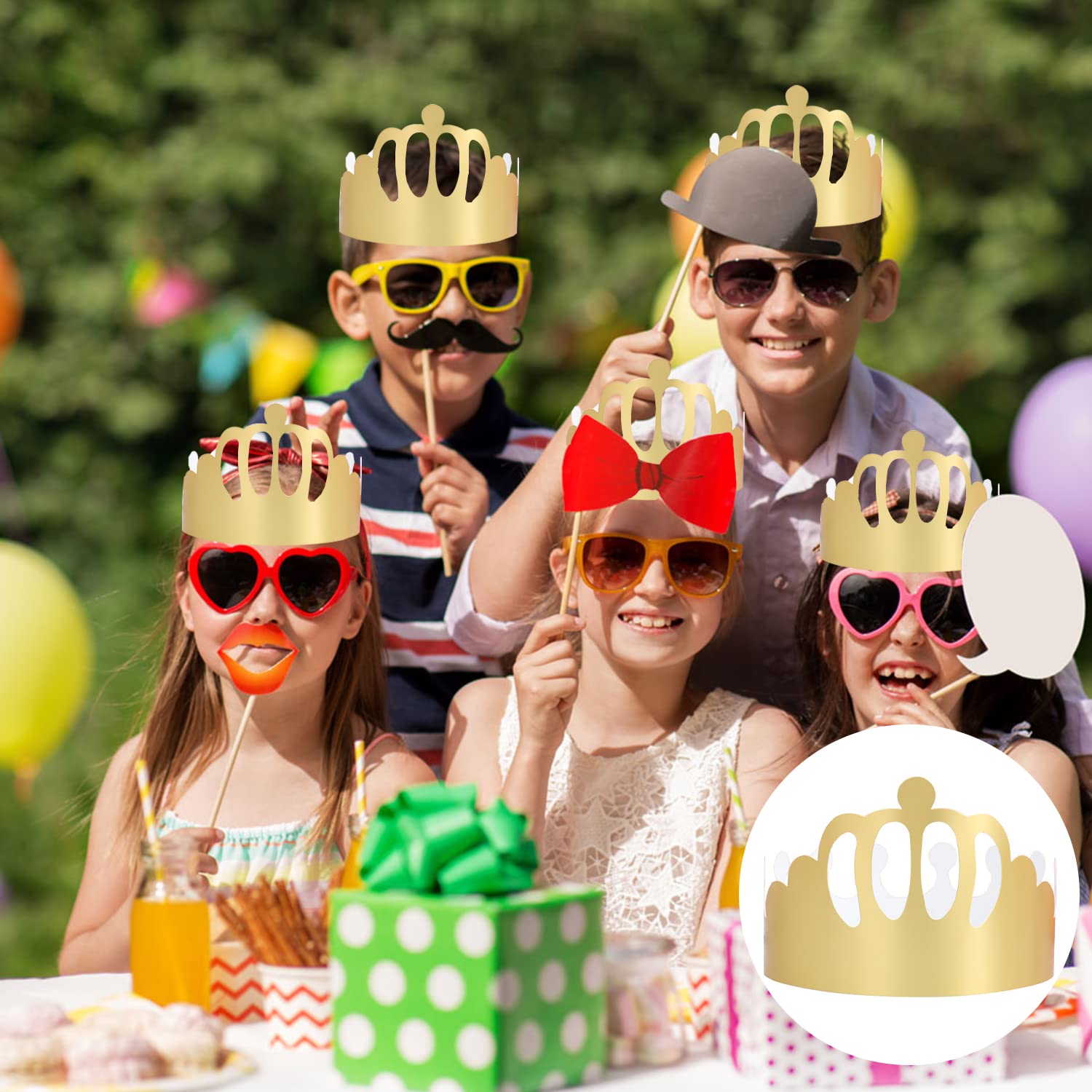 YJDOORPLAY Goldene Papierkronen 20 Stück - Verstellbare Partyhüte Für Kinder & Erwachsene