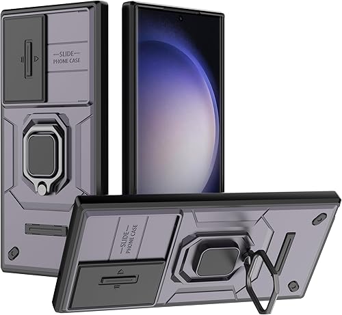 Miniatura 8 de Funda protectora para Samsung Galaxy S23 Ultra con cubierta deslizante para cámara, grado militar, a prueba de golpes, resistente, con función atril