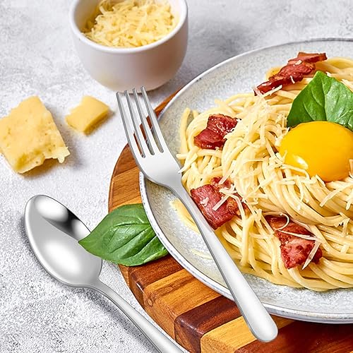 Miniatura 7 de Unokit - Juego de 36 tenedores y cucharas de acero inoxidable de grado alimenticio para el hogar, cocina y restaurante, cubiertos de 18 tenedores y