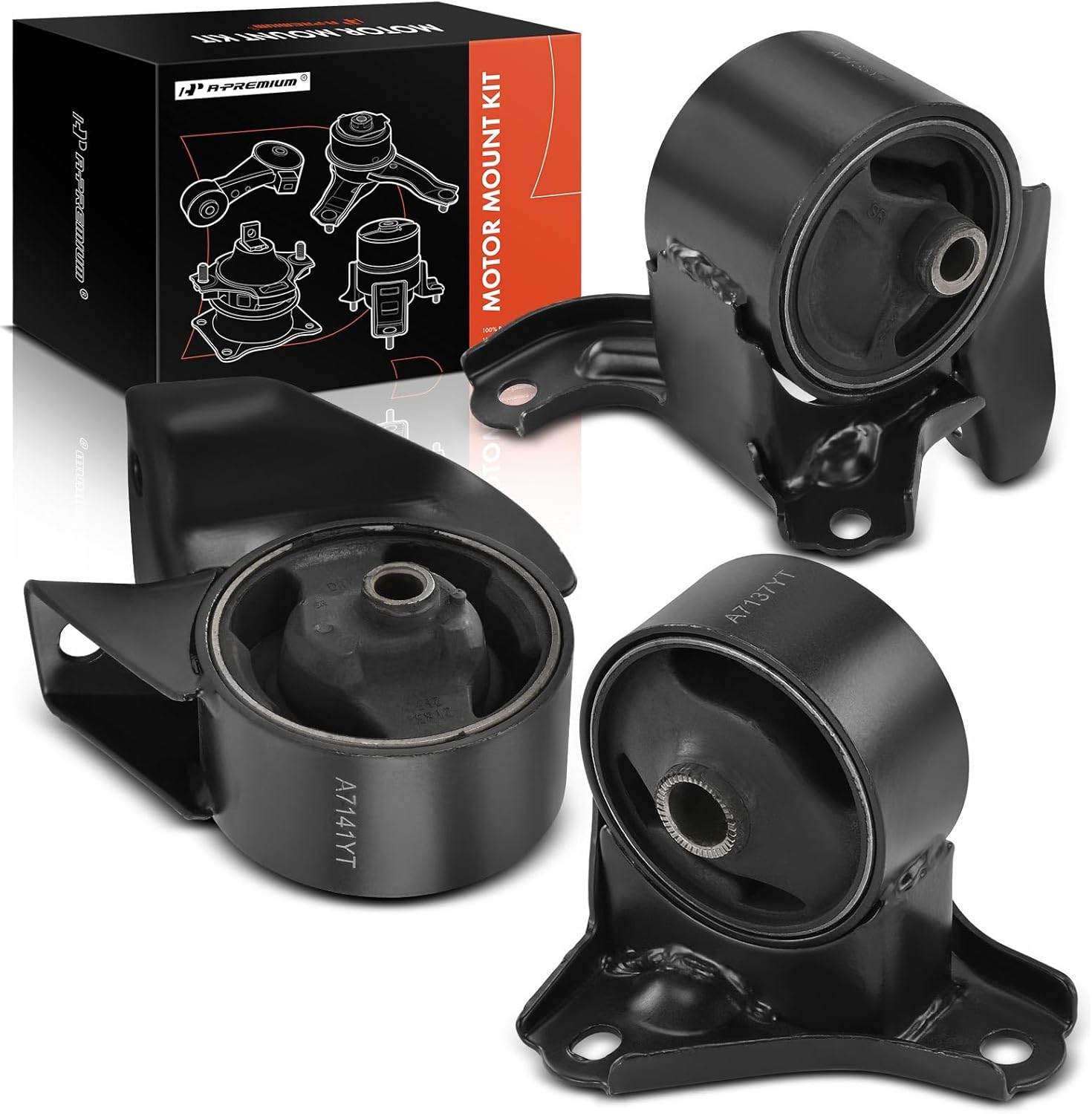 A-Premium 3PCS Engine Motor Mount and Transmission Mount Kit Compatible with Kia Sportage 2005-2010 & Hyundai Tucson 2005-2009, 2.7L, Automatic Transmission, Replace# 219302E300
