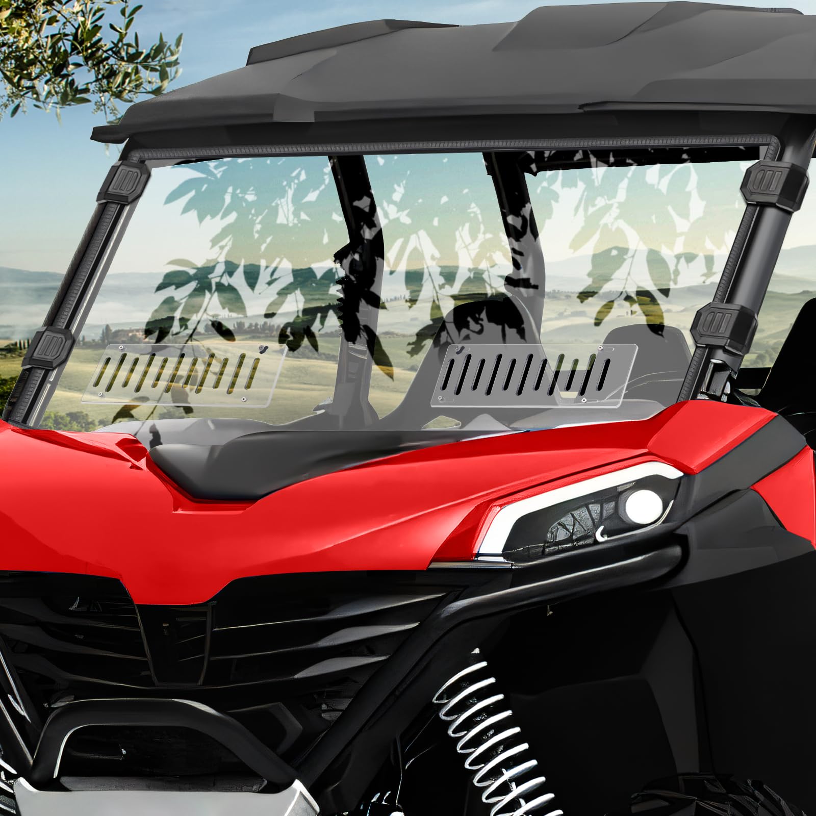 ZForce 950 Front Windshield with Adjustable Airflow Vent Fits for 2023-2025 CFMOTO ZForce 950 Sport & 4 / ZForce 950 Trail / ZForce 800 trail G2, PC Scratch Resistant UTV Front Full Windshield