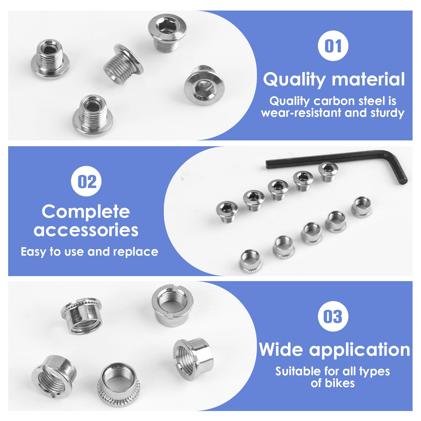 Tornillos para Platos de Cadena con Llave Allen, Individuales y Dobles para MTB Bicicletas Carretera, Piezas Repuesto Kettenblatt