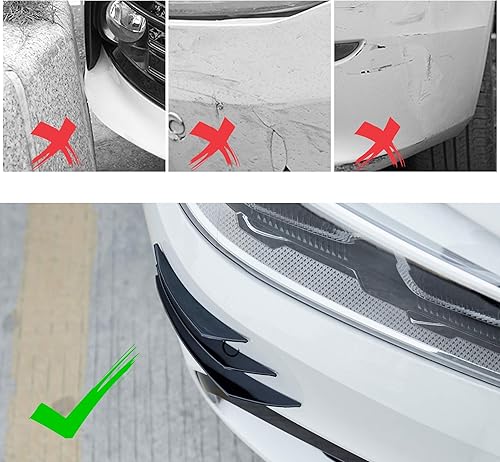 Miniatura 4 de TOMALL Juego de 6 piezas universales para parachoques delantero, color negro, exterior suave, aletas de goma suave, kit para carrocería de