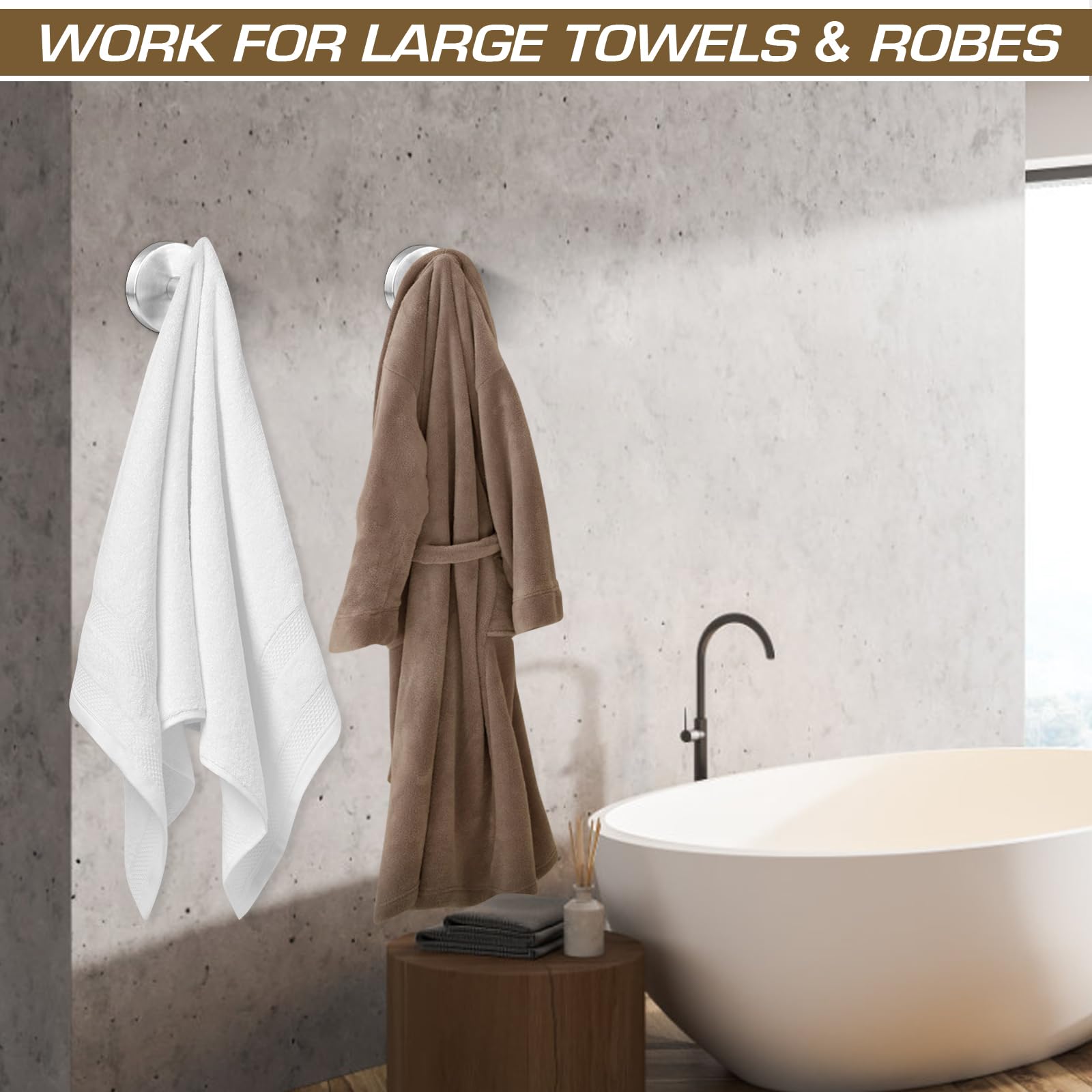 Snapklik.com : SANGFOR Towel Hooks, 4 Pack Stainless Steel Bathroom ...