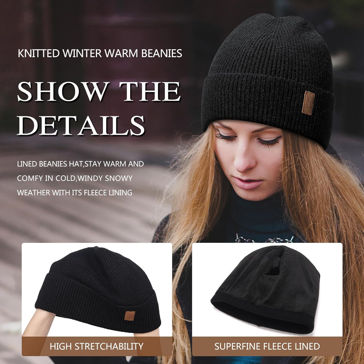 Winter Beanie Hat for Men Women Fleece Lined Knit Beanie Soft Cuffed Thick Warm Beanie Hats Unisex - Image 3