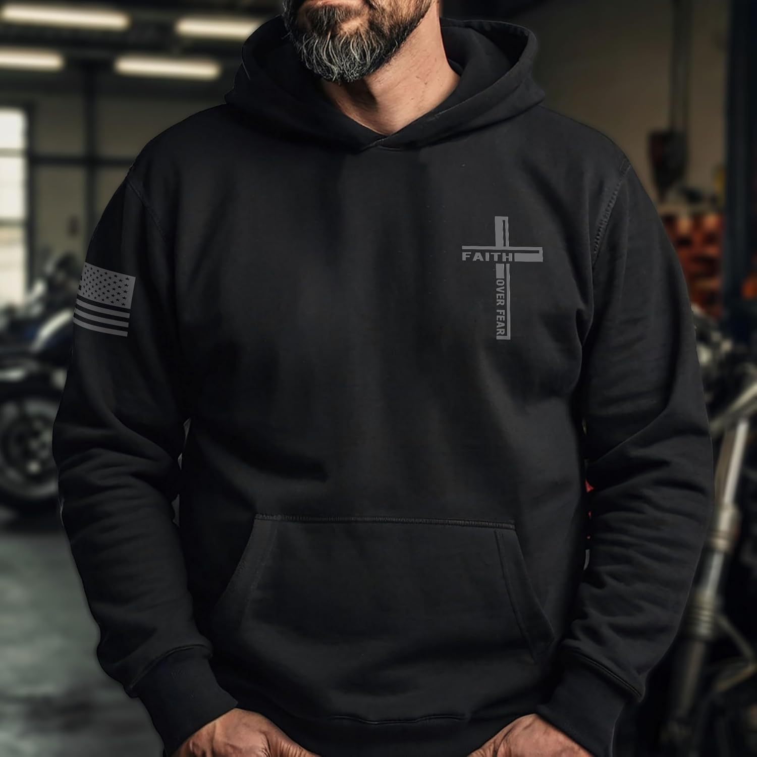 Faith Over Fear Hoodie, Religious Hoodies For Men, Christian Hoodies For Men, Cross Hoodie