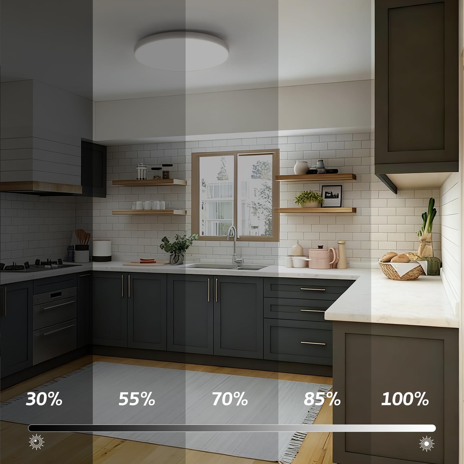 4 Stücke LED Deckenleuchte mit Bewegungssensor Innen,18W Dimmbar Deckenlampe Panel IP54 4000K mit Radar Bewegungsmelder und Fernbedienung, Flach Sensor Licht für Keller,Flur,Bad,Treppe, Rund Weiß 23cm