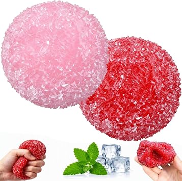 Slushy Apple Squishy Toy, Slow Rising Stress Relief Squishy Sensory Toy Red+Pink, Sandy Ball Squeezing