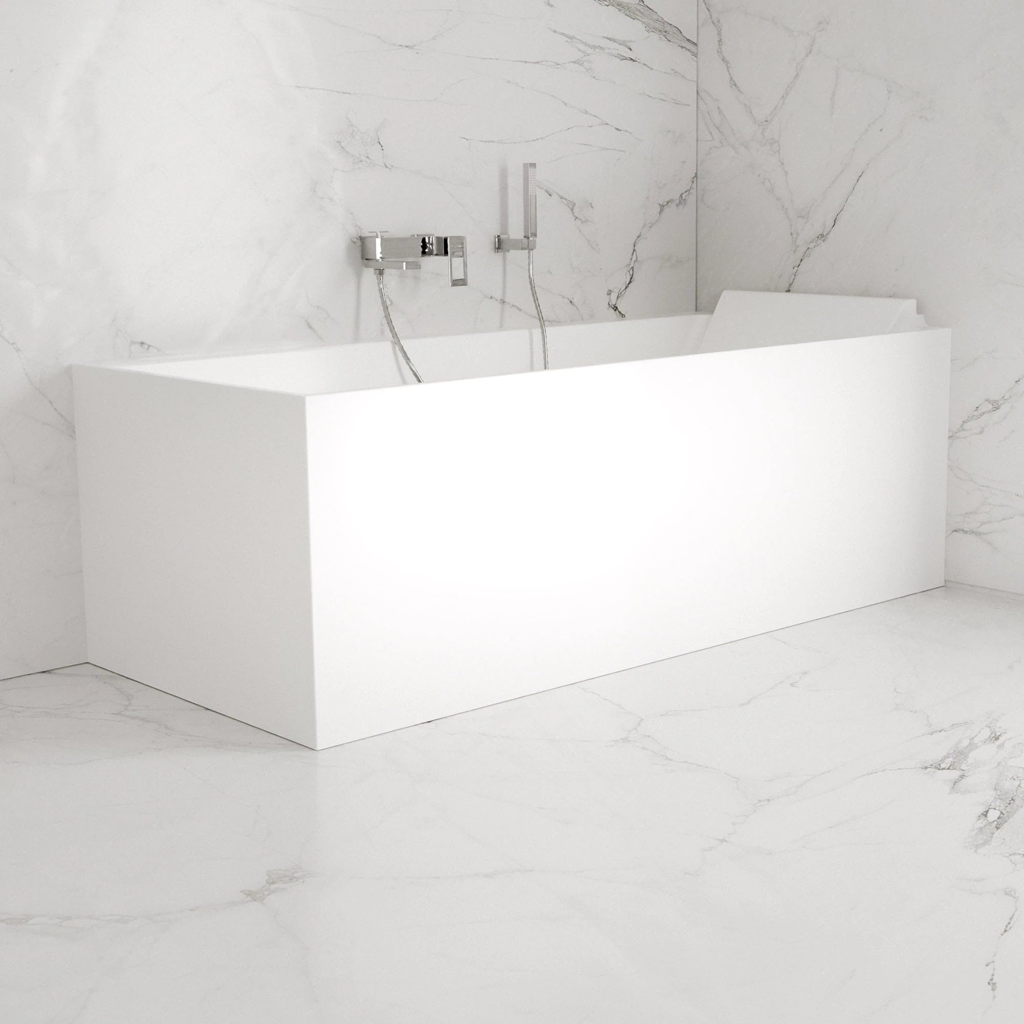 Vasca freestanding Quantum 170 droite bianco L170 x l75 x h58 cm, by SPALINA