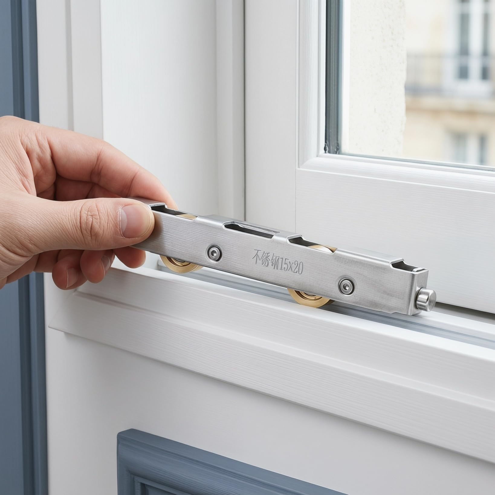 Roulette de Porte Coulissante en Acier Inoxydable Roulement Double en Cuivre pour Baie Vitrée Aluminium Galet de Remplacement Silencieux Poulie Fenêtre Coulissante 1 Pièce