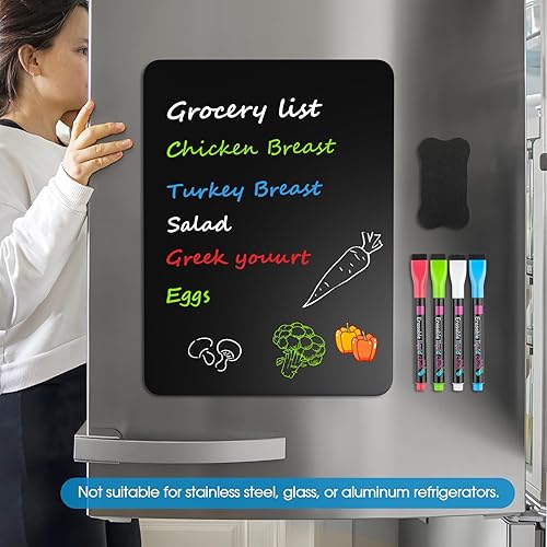 Vista 29 de MaxGear Pizarra blanca magnética de borrado en seco de 20 x 13 pulgadas para refrigerador, hoja de pizarra blanca para nevera de cocina, tablero