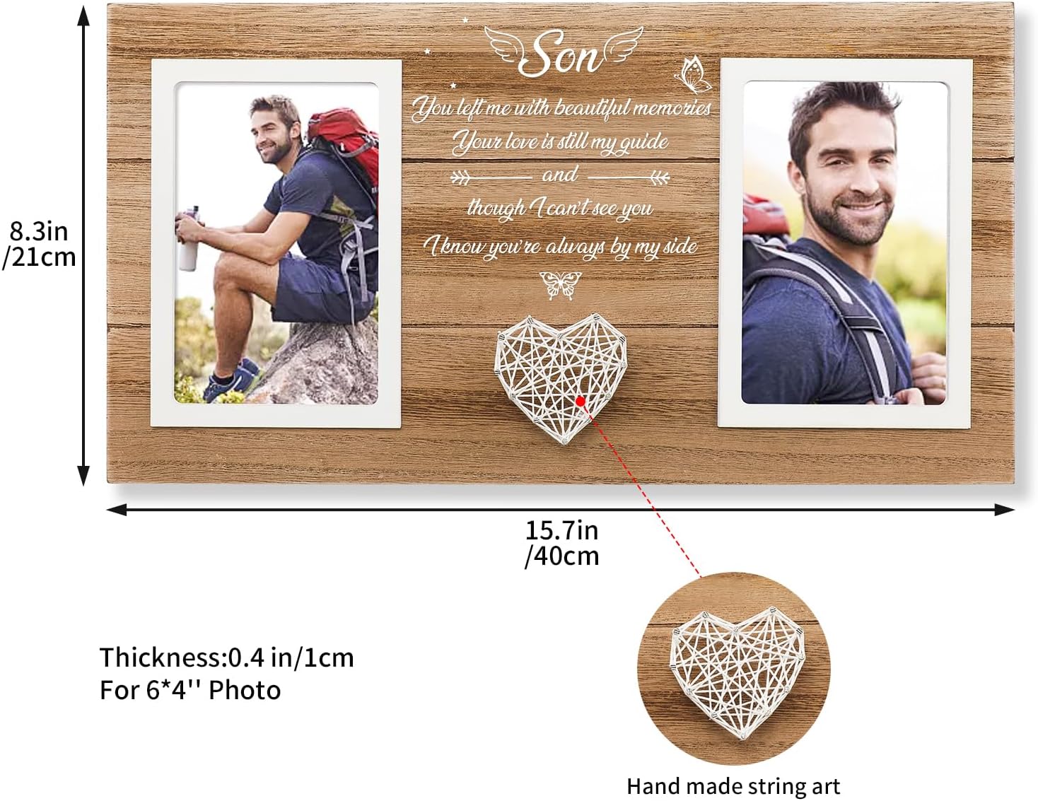 SOUHONEY Memorial Gifts for Loss of Son Picture Frame, Sympathy Gifts for Loss of Son, Bereavement Remembrance Funeral Condolence Gift for Loss Picture Frame for Double 4 x 6 Photos