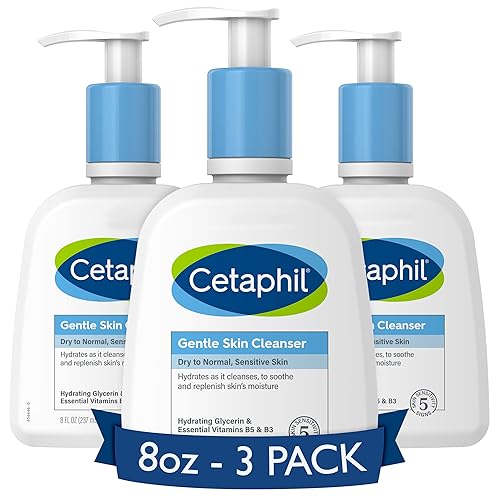 Cetaphil Lavado facial, limpiador hidratante de piel suave para pieles sensibles secas a normales, paquete de 3 unidades de 8 onzas, sin fragancia,