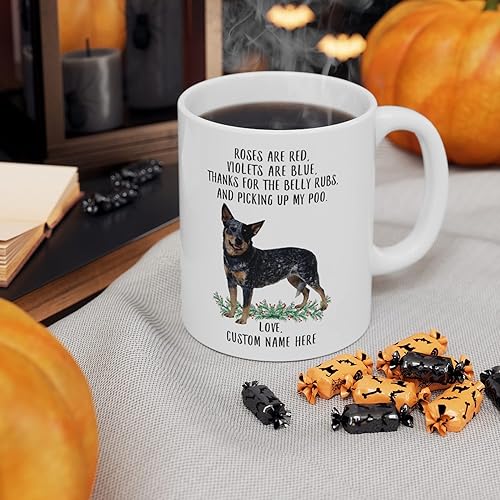 Miniatura 7 de Regalos divertidos para los amantes de las mascotas Queensland Blue Heeler Black Merle con nombre personalizado Roses Are Red Violets Are Blue Dog