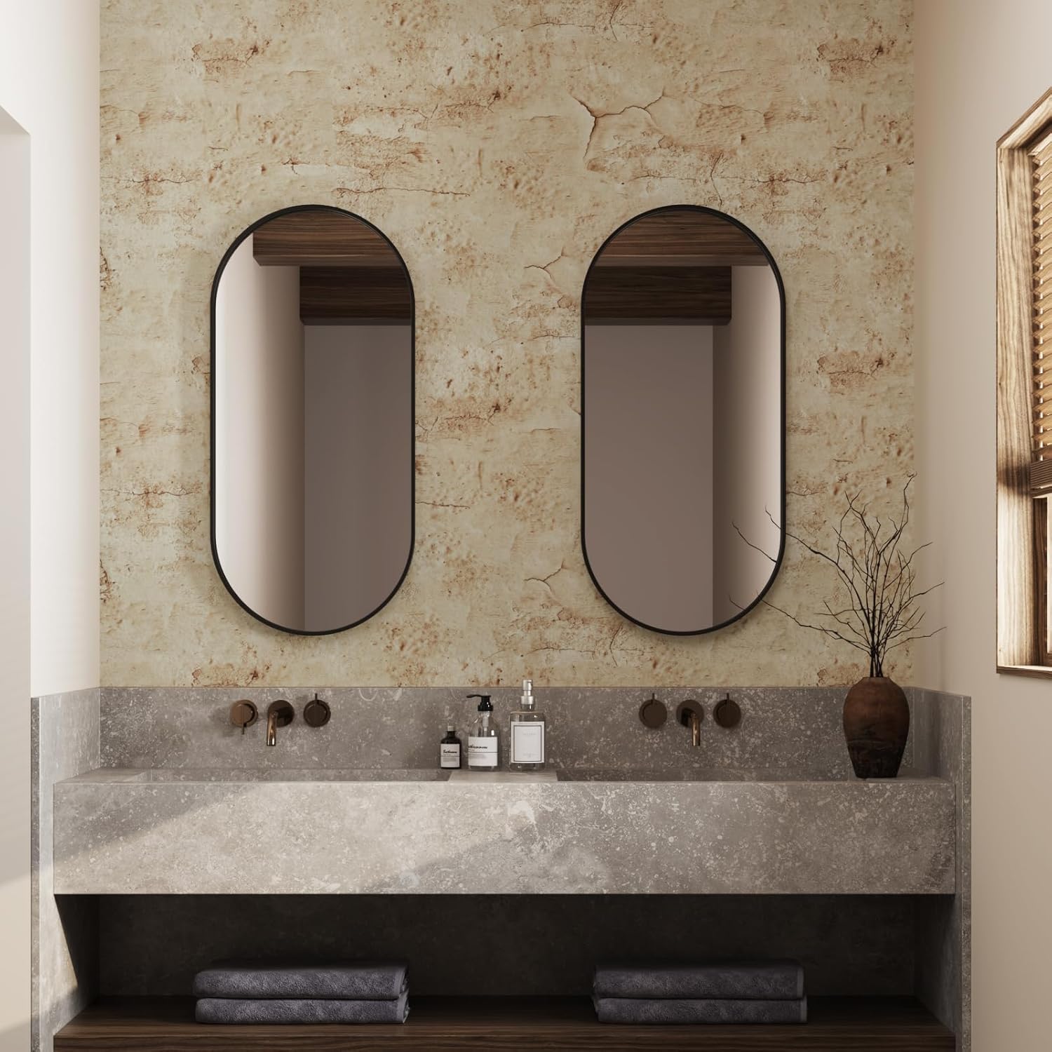 VaryPaper 32" x 354" Distressed Tan Cracked Concrete Wallpaper for Bedroom Living Room Removable Self Adhesive Limewash Wallpaper Peel and Stick Concrete Contact Paper for Countertop Cement Wall Paper