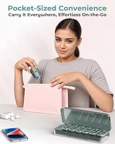 Miniatura 7 de Organizador de Píldoras 2 Veces al Día, Pastillero AM y PM de 7 Días, Organizador de Píldoras de Medicina, Pastillero de 7 Días, Organizador de