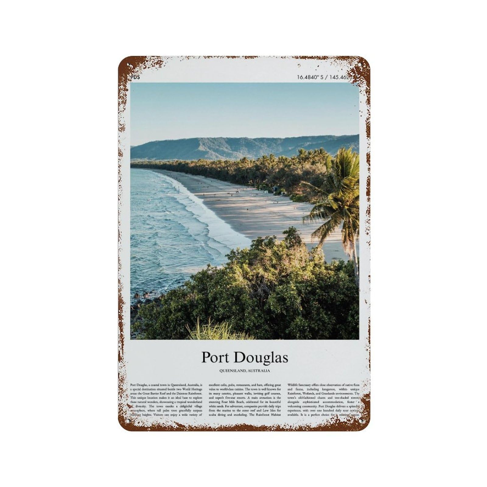 xiaoxiaoshen Port Douglas Queensland, Australia City Scenery Wall Decor Art Metal Tin Poster Modern Home Decor Art Home Bar Shop Decorations Vintage Sign 30x20cm