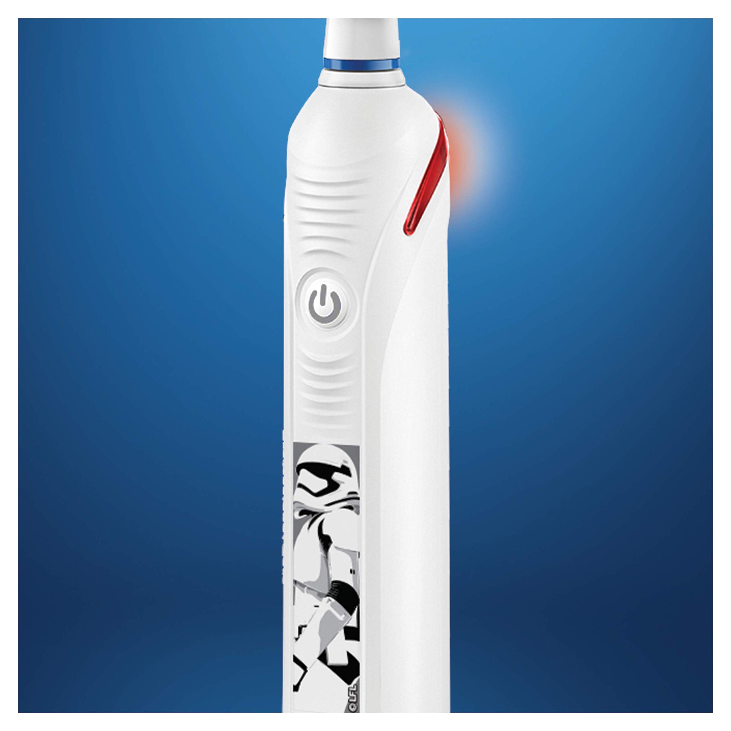 Oral-B Junior, Brosse À Dents Électrique Rechargeable, Souple pour Voyage, Manche Et Brossette, Enfant à Partir De 6 Ans, Brossage En Douceur, Édition Star Wars, Blanc