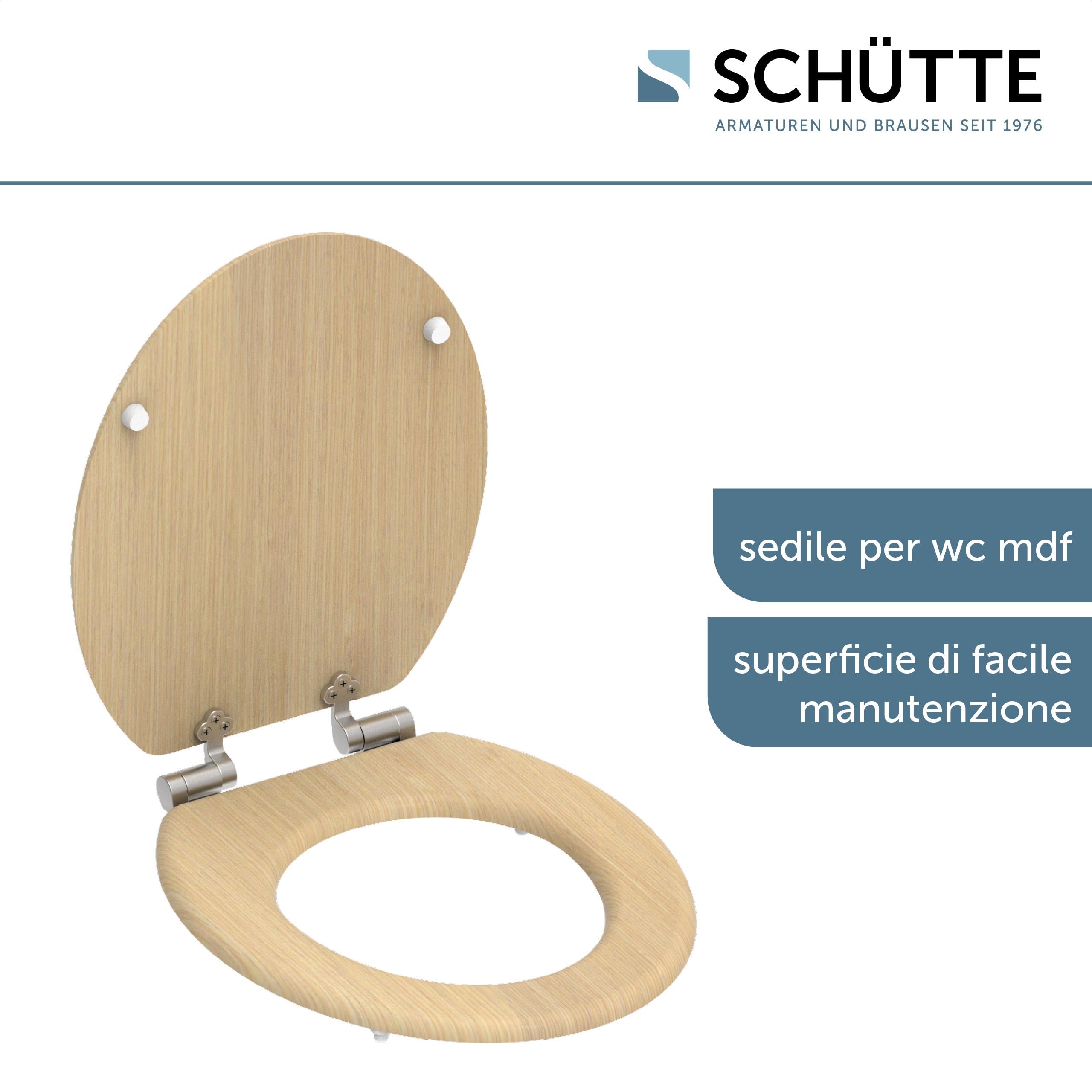 SCHÜTTE Tavoletta WC chiusura ammortizzata legno | Copriwater universali globo | Coperchio Water MDF | Sedile WC Universale | Asse Water | Fino a 250 kg | NATURAL WOOD