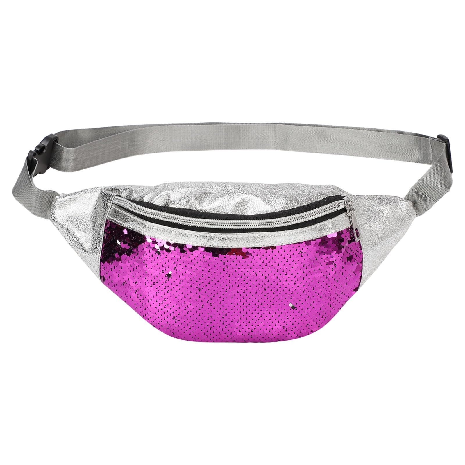 DTGN Sequined Fanny Pack for Women, Cute Waist Belt Bag, Crossbody Bag Water Resistant Fashion Small Bum Bag with Adjustable Belt for Running Hiking Shiny Purple โ image 1
