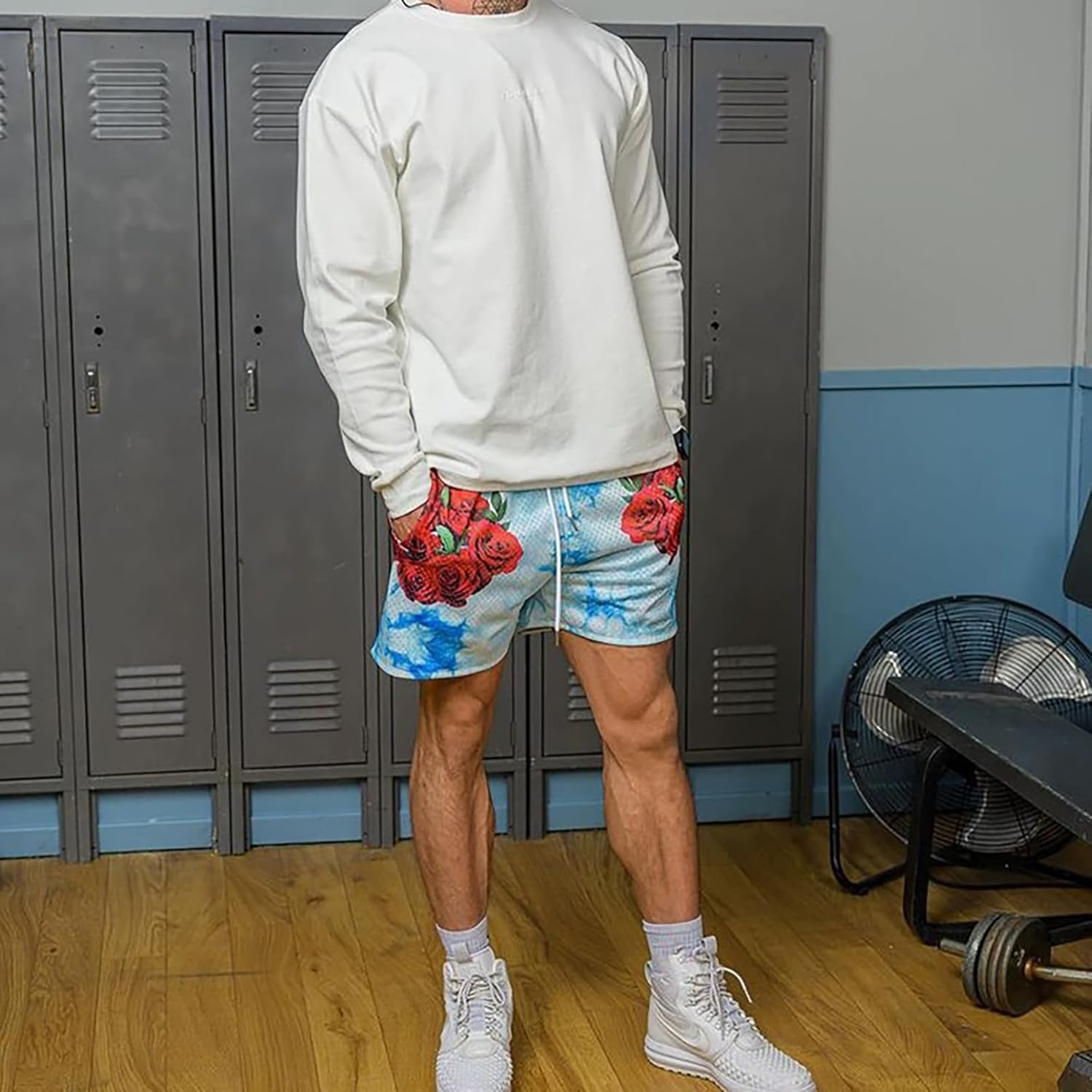 BOOMLEMON Mens Mesh Graphic Print Shorts Casual Fashion Cool Shorts Retro Active Gym Streetwear Short Pants - Image 3