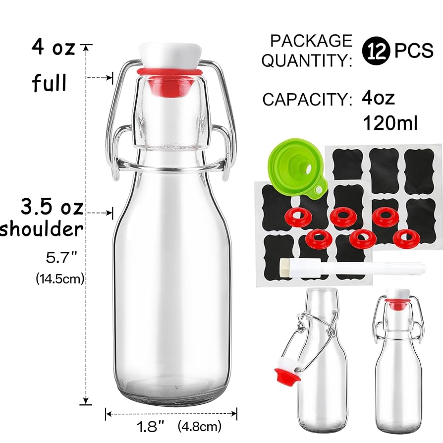 Amazon.com: ZEBEIYU 12 Pack 4 oz Swing Top Glass Bottles