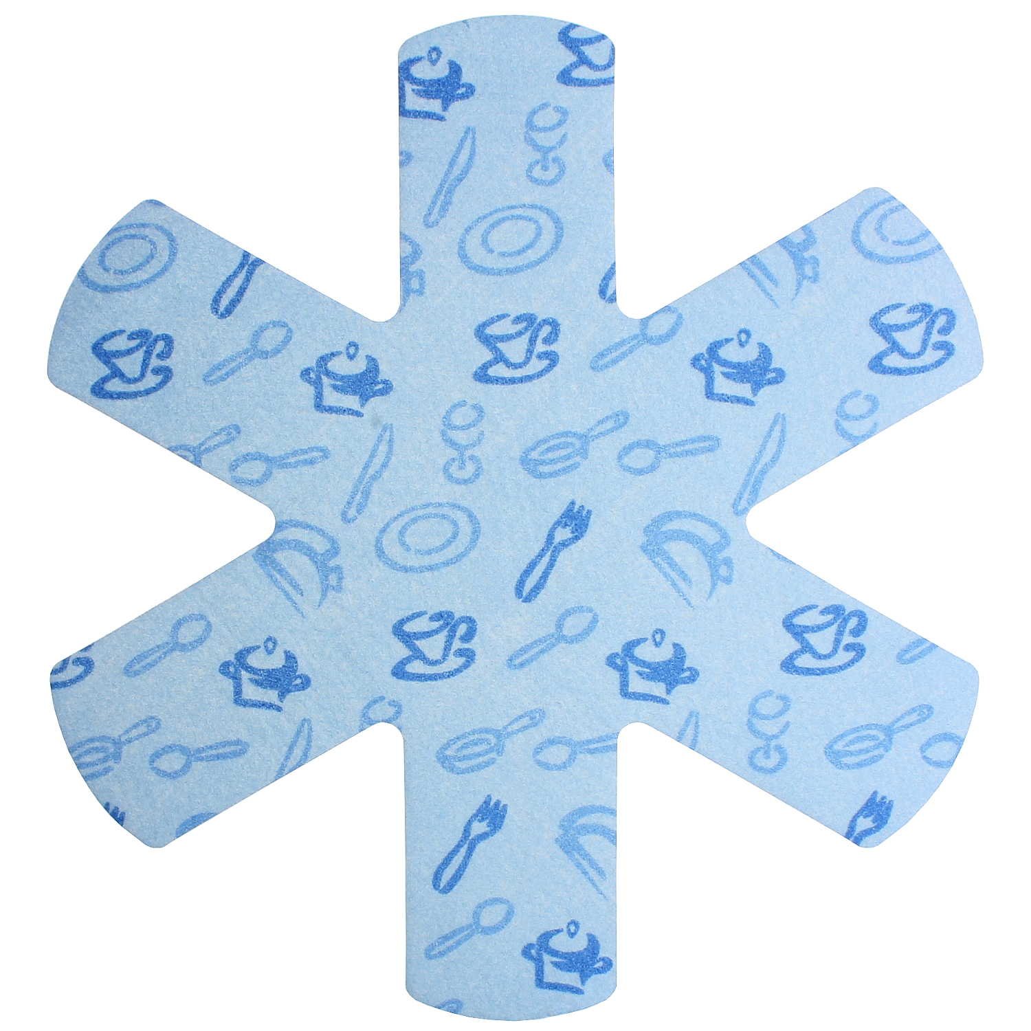 Macosa Home Pan Protection Set Felt and Plastic - Washable and Food-GradeSet of 3 or 6 Universal size: 38 cm. Can be cut to fit.Extra soft, non-slip backing. The pan protector/stacking aid insert protects against scratches., felt, Motiv Küche Blau 3er Set, 38 cm
