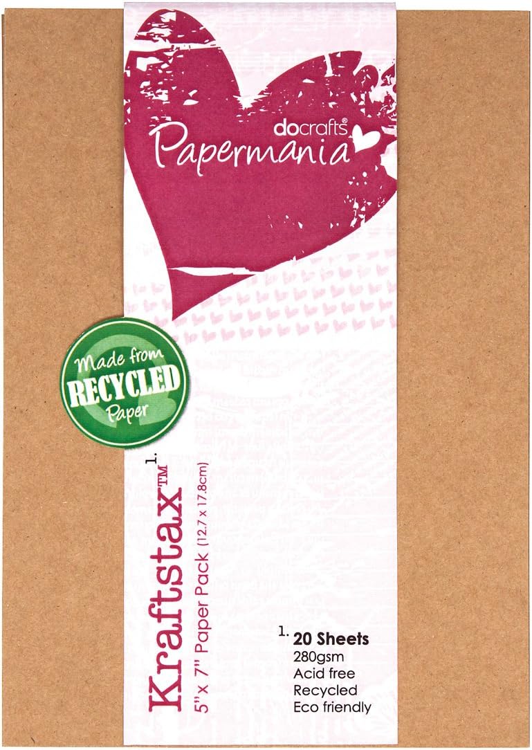 Papermania 7 x 5-inch Kraftstax Premium Kraft Paper Inserts Eco Cardstock, Pack of 20, Brown