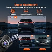 Miofive S1 Ultra 4K+4K Autós Menetrögzítő Kamera, Első-Hátsó GPS, 5.8GHz WiFi, Éjjellátó, 3" IPS Kijelző, 64GB Kártya, HDR, Applikáció 3