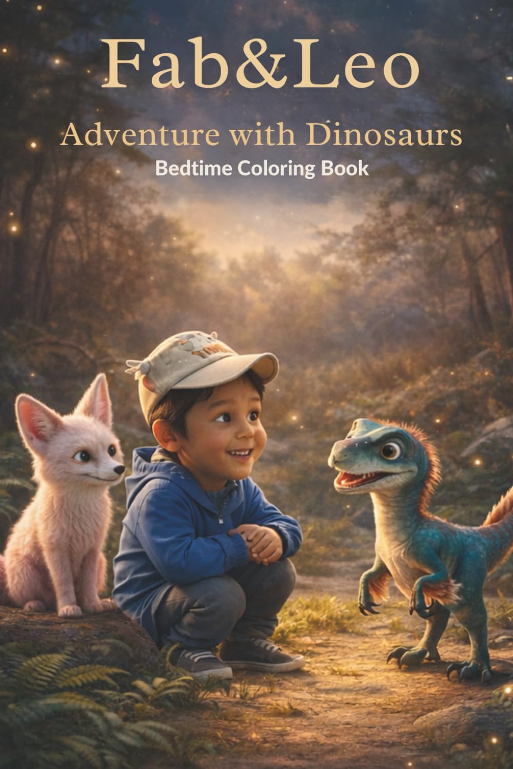 Fab & Leo: Adventure with Dinosaurs: A Calm Bedtime Dinosaur Coloring Book for Kids Ages 3–7 (FabTales Adventure coloring book)