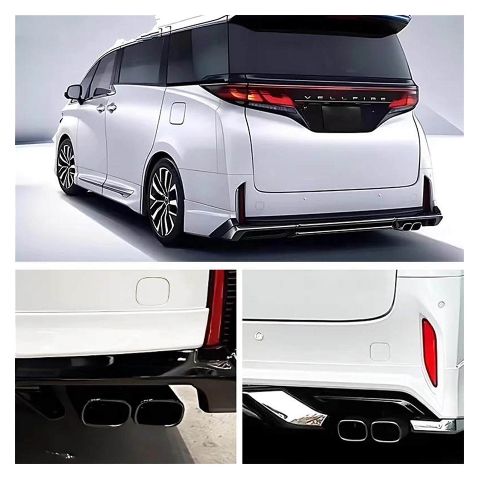 Tubo escape deportivo Silenciador de tubo de escape cuadrado de acero inoxidable de doble cabezal para Toyota para Alphard Serie 40 2024 silenciador