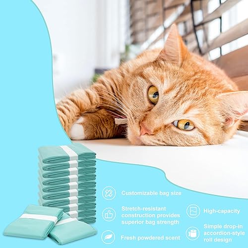 Miniatura 10 de Bolsas de repuesto para cubos de arena para gatos compatibles con cubo de arena de campeón, verde, ligeramente perfumado, paquete de 8