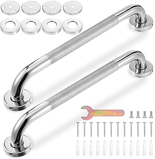2 Pack Grab Bars for Bathtubs and Showers 16 Inch Safety Bathroom Shower Grab Bar for Seniors, Stainless Steel Anti-Slip Grabs Bars Shower Handles for Elderly and Handicap