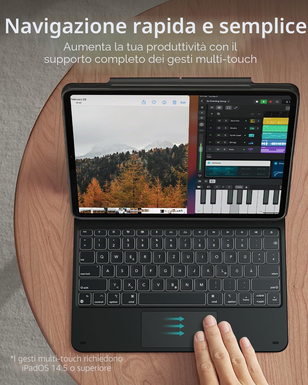 ESR per iPad Pro 12.9 Custodia con Tastiera, Supporto Magnetico Multimodo