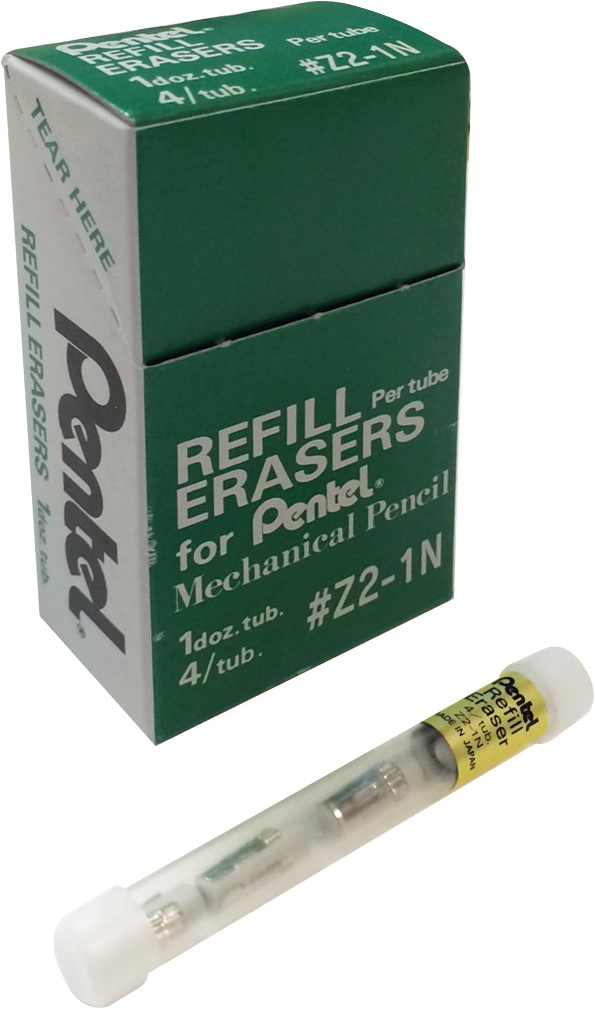 Refill Eraser for Mechanical Pencils, White, 12 Tubes, 4 Erasers Per Tube (Z2-1N)