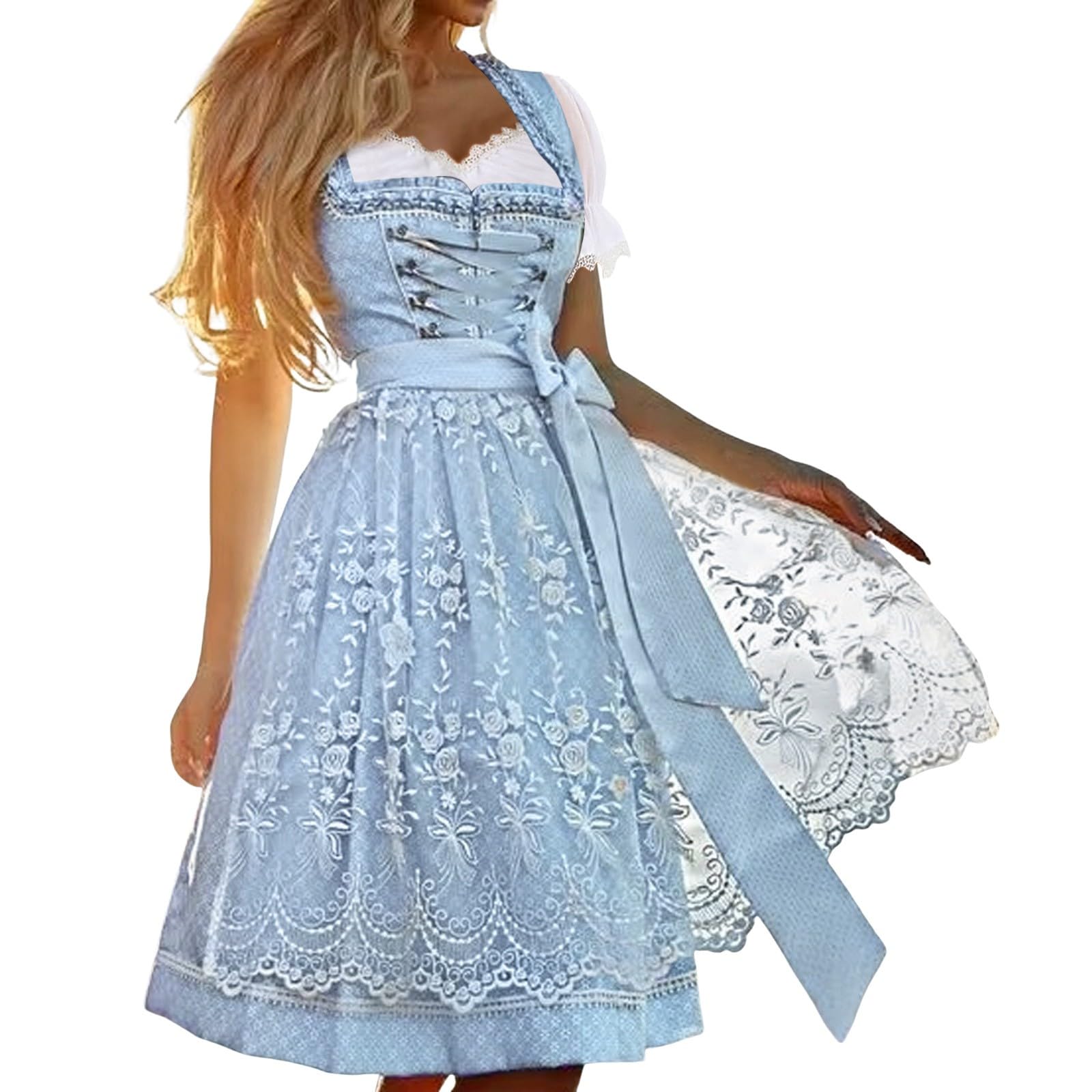 Dirndl Damen Oktoberfest Outfit Midi Dirndlkleid Trachtenkleid Schürze Drindl Trachtenrock Kleidung Dirndlkleid Spitze Knielang Festlich Dirndlschürze Schlicht Tracht Trachtenmode Kleid 2026 Neu
