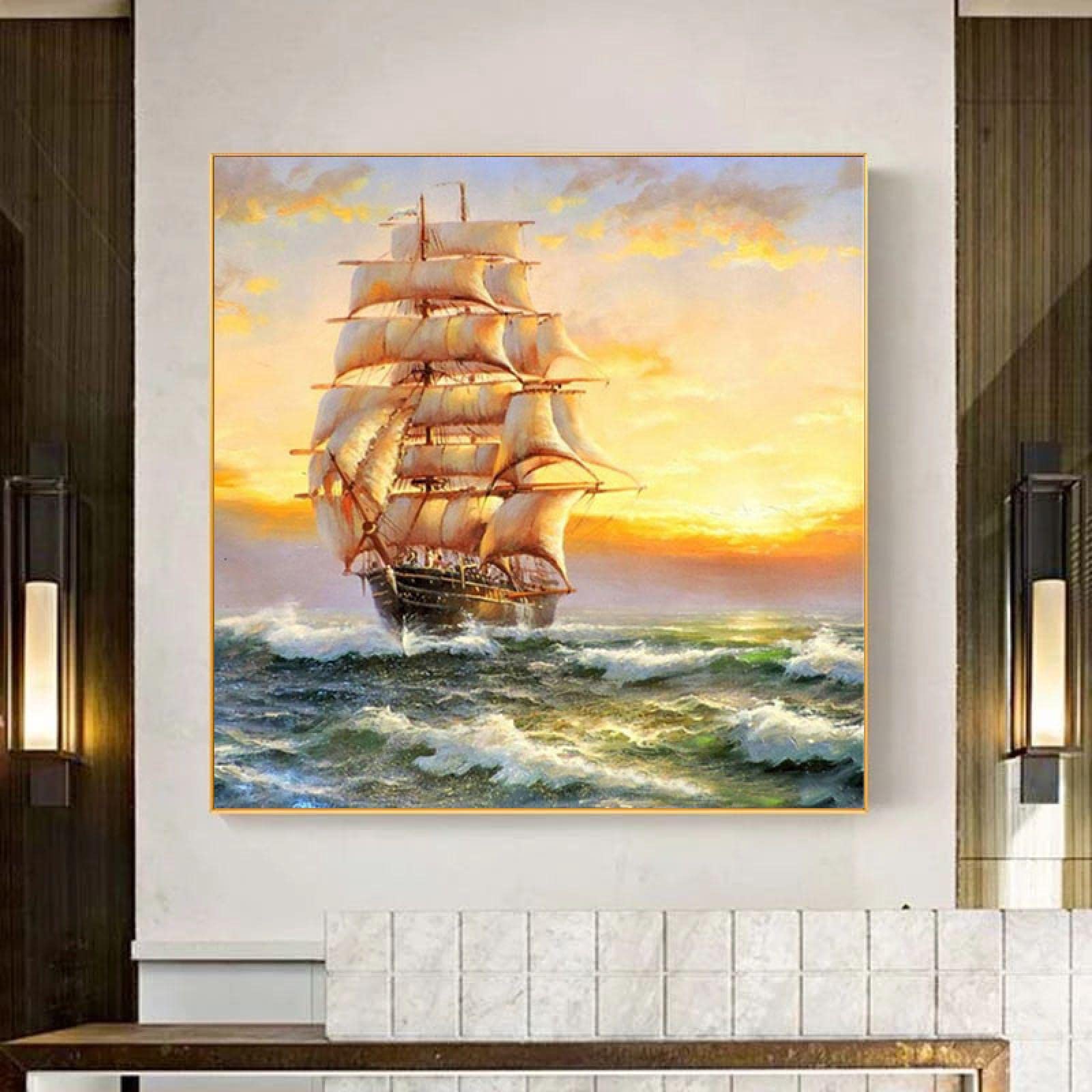 Amazon｜海のセーリングヨットのポスター海景キャンバス絵画風景壁