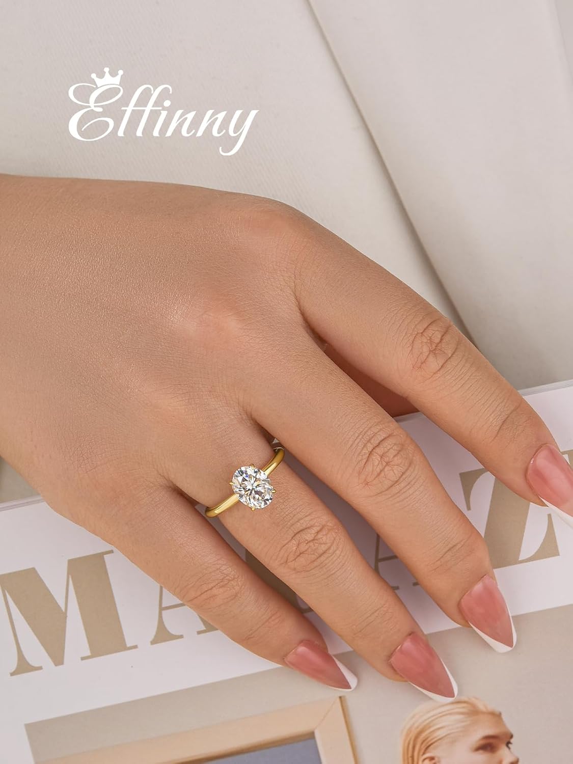 2/3 Carat Moissanite Oval Engagement Ring for Women,Genuine D Color VVS1 Clarity,14K Gold Plated 925 Sterling Silver Solitaire Promise Ring for Wedding,Daily,Travel,Party - Image 4