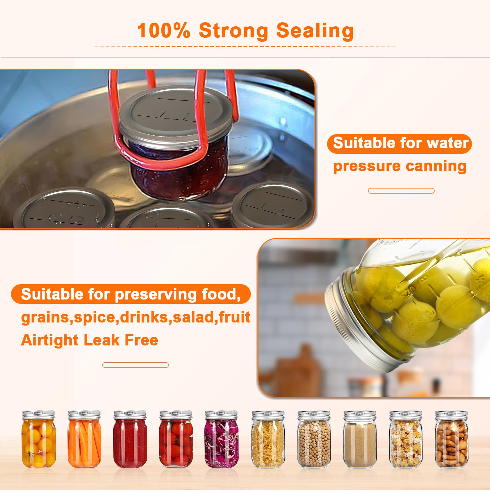 Lingot Or Pur Lot De 12 Couvercles Et Bandes Pour Bocaux Mason - Argentés, Pour Conservation Et Congélation Support Canne A Peche