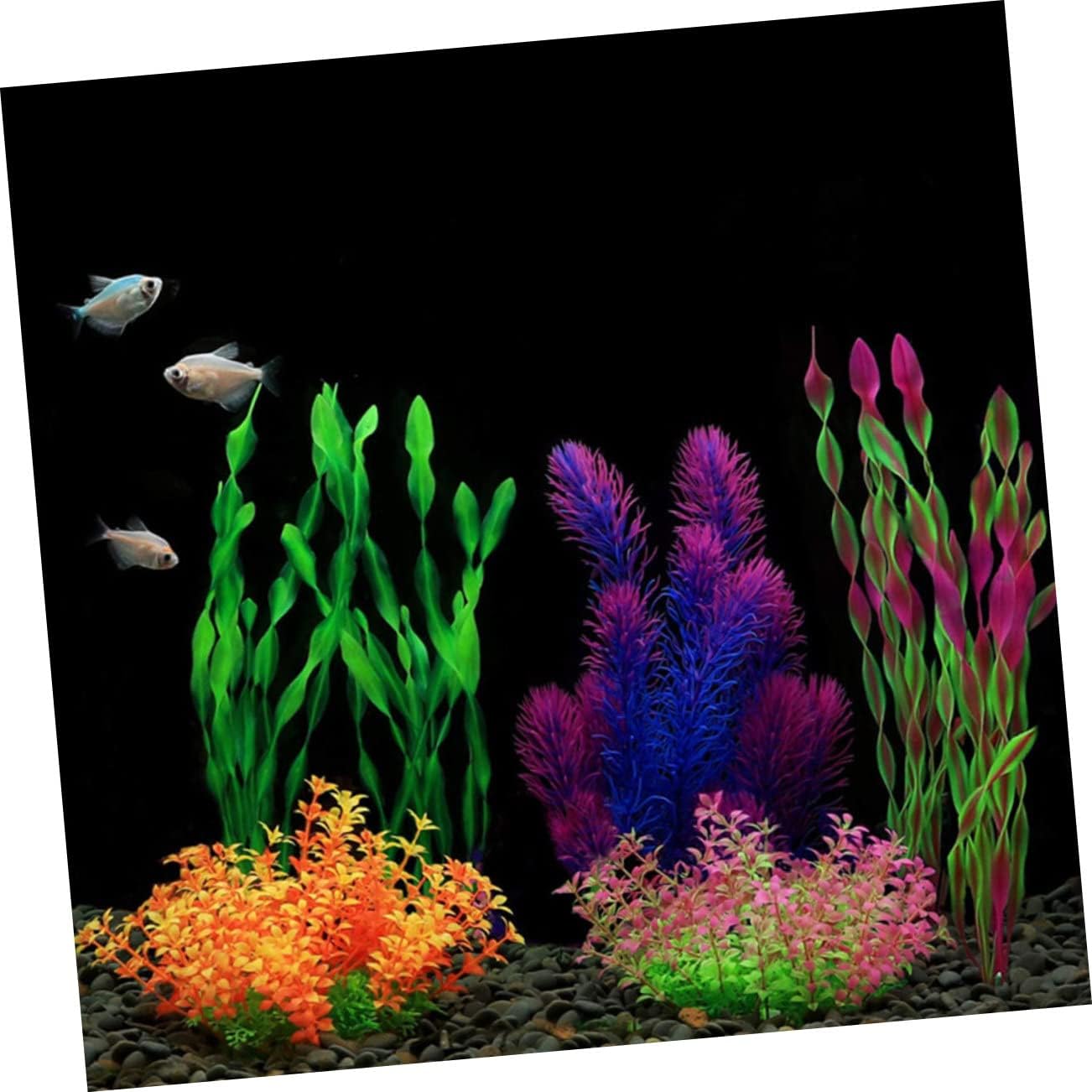 Housoutil 35pcs Simulation Grass Aquarium Plants Artificial Underwater Decor for Fish Tank Safe Fish Hiding Plants for Home Aquatic Landscape