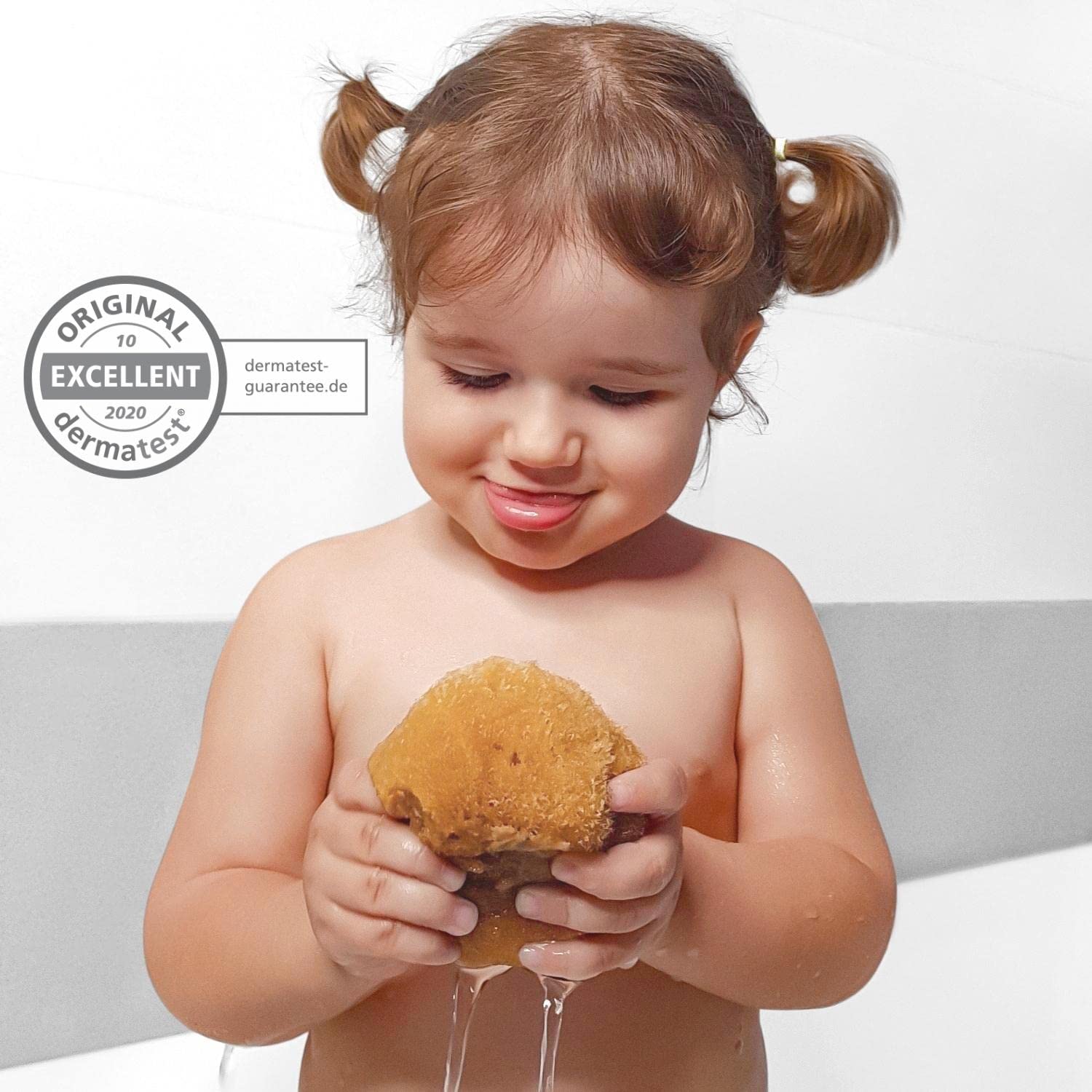 tom&pat® Spugna neonato bagnetto • marina naturale 100% • per bambini e neonati • Mediterraneo • Dermatest eccellente • qualità premium Grecia (2 x 7-10 cm)