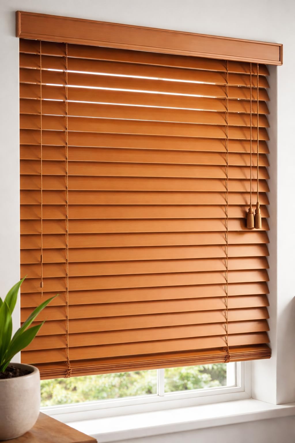 Homion Walnut Pvc Venetian Blind Blinds Easy Fit Curtains Trimmable Fittings Windows Treatment Shutters Twist Open Close (, 45X150)