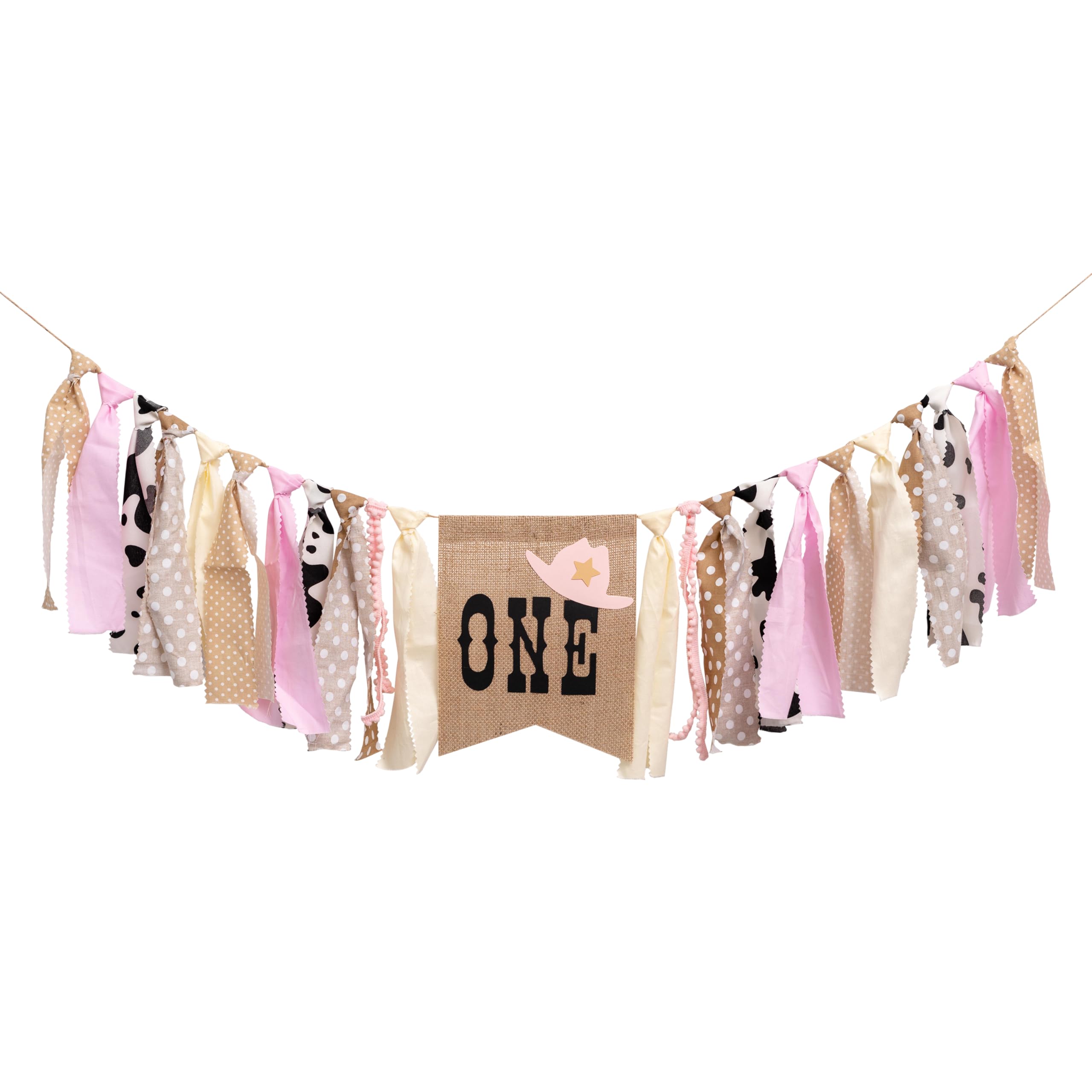 CIEQR Cowgirl Highchair Banner 1st Birthday, Rodeo Theme Birthday Decorations Party Supplies, Happy Birthday Banner Suitable for First Birthday, Party, Anniversary, Baby Photo Booth Props...(Pink)
