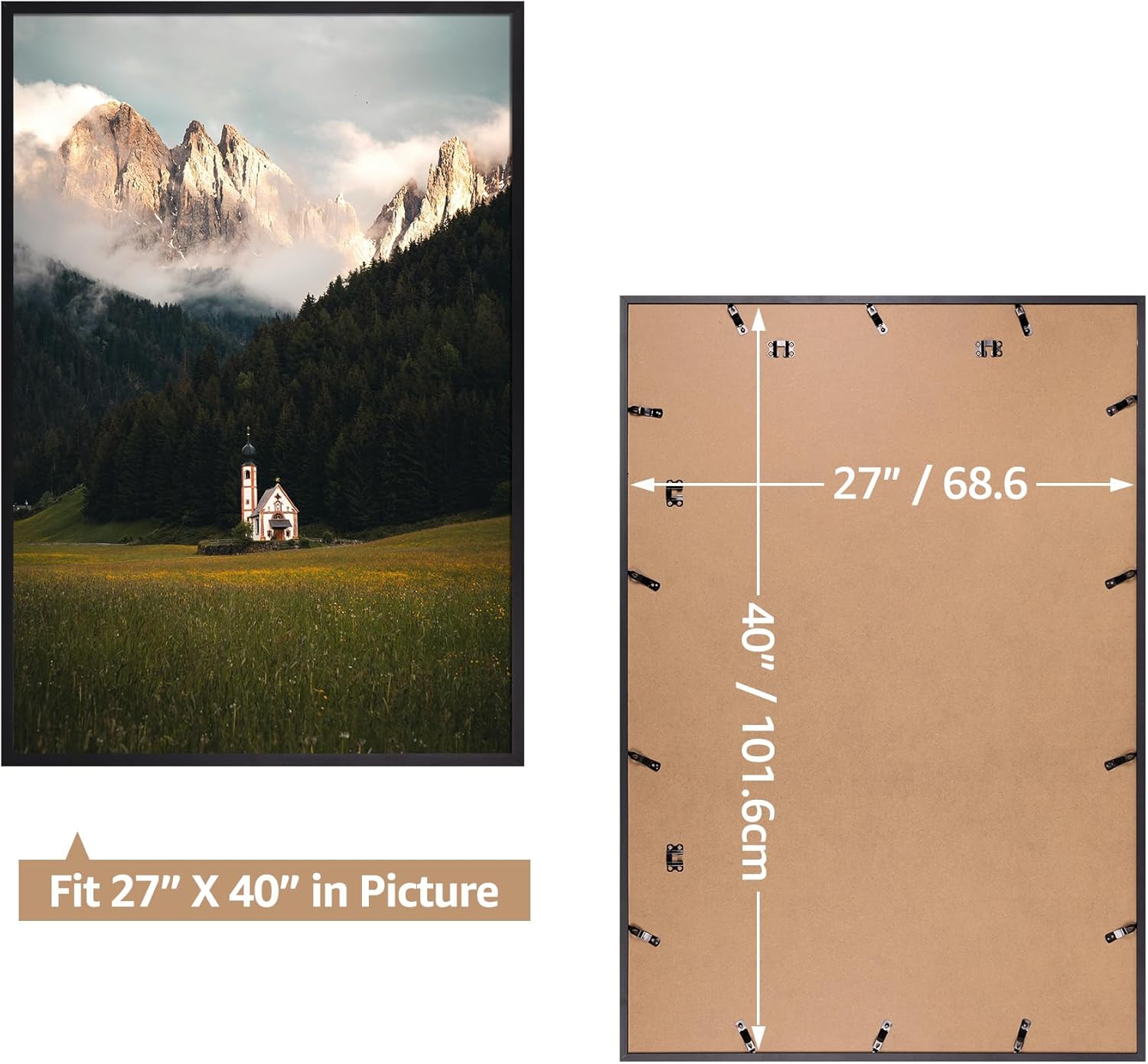 Giftgarden 27x40 Poster Picture Frame Black, Textured Metal Frame 40x27 for Wall Display, Single 27x40 Black